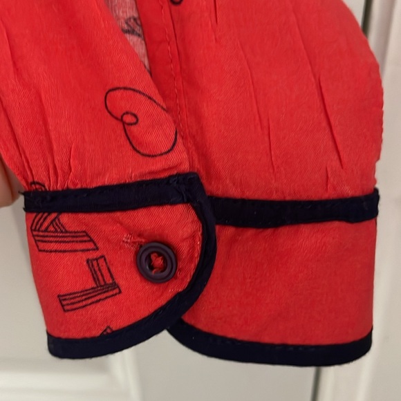 Anthropologie Maeve Red, Navy Trim London Milan & Paris Long-Sleeve Top 8 EUC - Picture 9 of 15